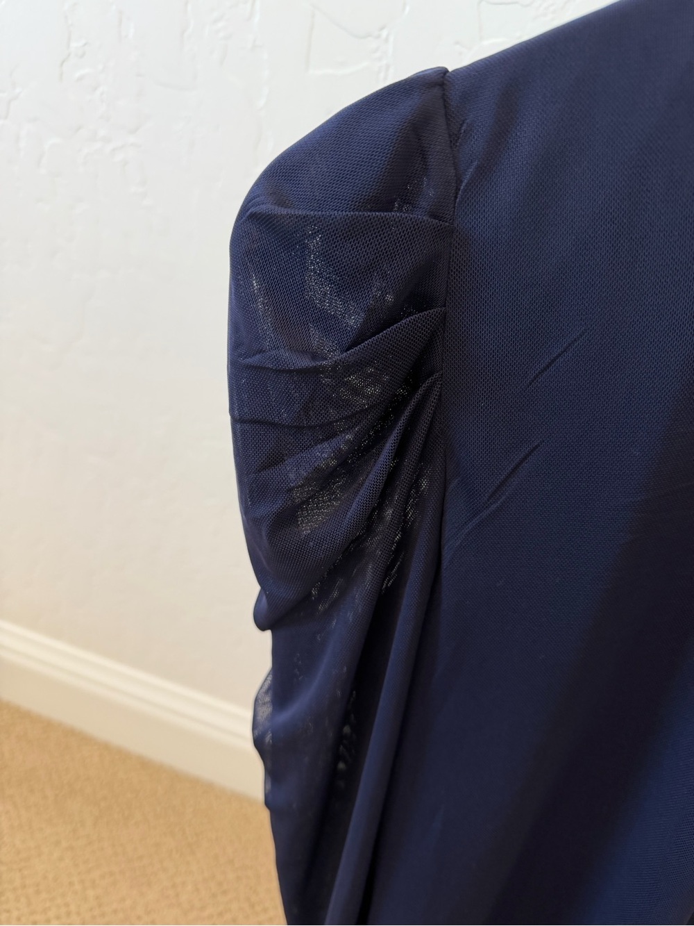 Halogen Navy Ruched Button Front V-Neck Blouse - Picture 5 of 6